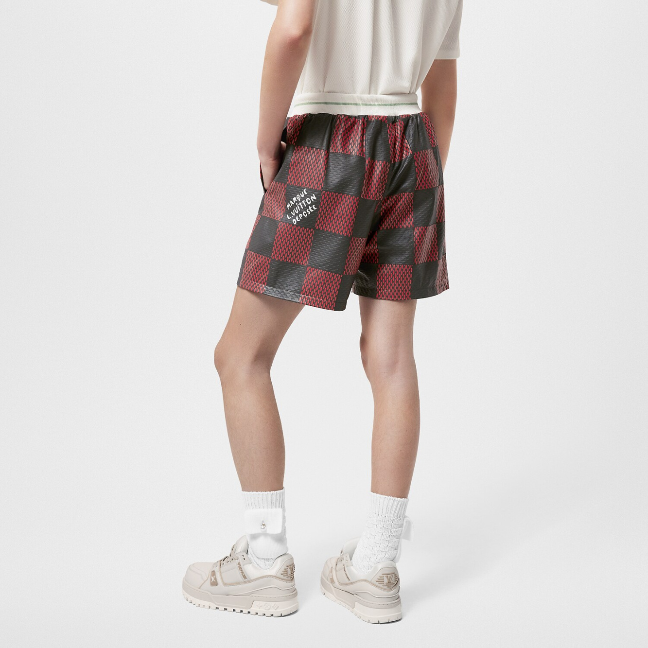 Louis Vuitton Leather Intarsia Damier Rugby Shorts